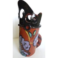 Vase Keramik Schwarz Braun Unikat Hohe von CeramicsFloorcloths