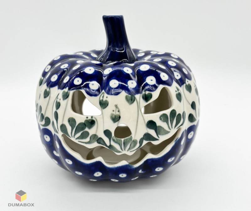 Ceramika Artystyczna Bolesławiec Kerzenlaterne Keramik-Kürbis Ø17 cm – Halloween-Laterne, handbemalt von Ceramika Artystyczna Bolesławiec