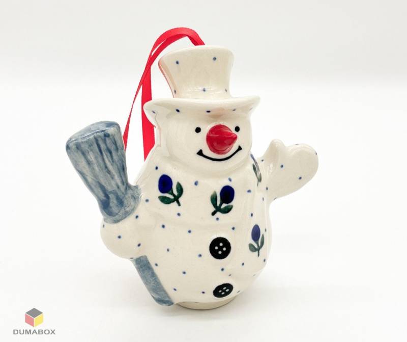 Ceramika Artystyczna Bolesławiec Weihnachtsbaumkugel Bunzlauer Keramik Weihnachtsbaumkugel Schneemann Handbemalt von Ceramika Artystyczna Bolesławiec