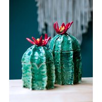 Keramik Zuckerdose, Kaktusfächer Box, Küchenaccessoire Für Pflanzenliebhaber, Kakteen Und Sukkulenten Dekoration von CeramikaZapiecek