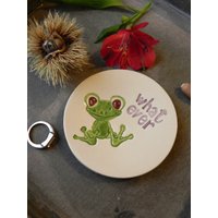 Froggy Ring Schale Lustige Inspirierende Text Keramik Lagerung Tier Runde Platte Schmuck Halter Froggy Ring Schale Lustige Inspirierende Text Keramik Lagerung Tier Runde Platte Schmuck Halter von Ceraminic