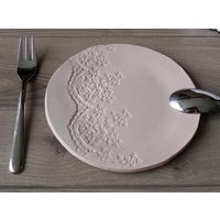Keramik Dessertteller Rosa Spitze Servierplatte Hand Gebaut Tee Rose von Ceraminic