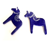 Weihnachten Handgemachte Geschenke, 2 Blaue Pferde Keramik Dekoration, Ornamente Geschenk, Dala Pferd Inspiriert, Tier Dekoration von Ceraminic