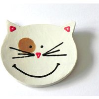 Weiß Freundlich Katze Schale Smiley Gesicht Keramik Platte, Löffel Rest, Küchendekoration von Ceraminic