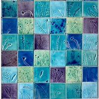 Garten Der Farnfliesen Gesetzt, Handgemachte Keramikfliesen, Grüne Farbe, Handbemaltes Badezimmer, Küche, Blumen, Keramikfliesen von Ceramystiq