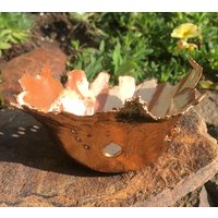 Filigrane Kupfer Keramikschale Gartenkeramik Unikat Gartenunikat Gartenstecker Von Hand Getöpfert Gartendekoration Keramik von Ceratina
