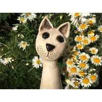 39 cm Große Katze Keramik Unikat Von Hand Getöpfert Gartenstecker Insektenhotel Stecker Einzigartig Kätzchen Kater Handarbeit 39 cm Große Katze Keramik Unikat Von Hand Getöpfert Gartenstecker Insektenhotel Stecker Einzigartig Kätzchen Kater Handarbeit von Ceratina