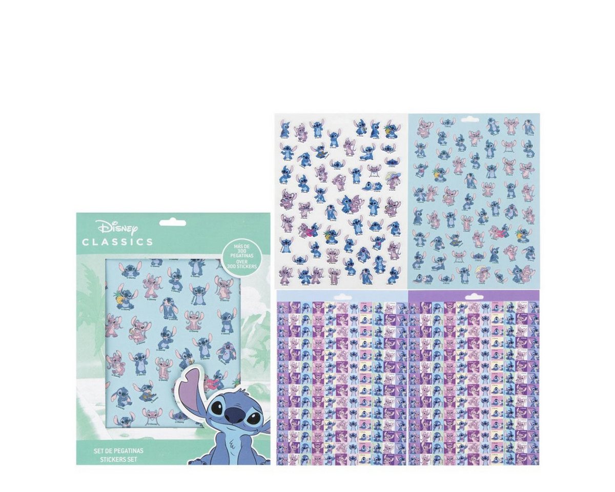 Cerda Sticker Disney Stitch Sticker Set Kinder Aufkleber Bastelset Deko Schule, (300-tlg) von Cerda