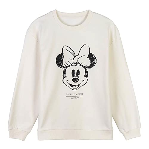 Minnie Mouse Sweatshirt – Beige – Größe M – aus 100% Baumwolle, 240 g/m², Motiv Minnie Maus, Originalprodukt, entworfen in Spanien von Cerdá