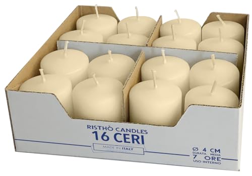 16 Kerzen, Durchmesser 4 cm, Höhe 5 cm, Elfenbein von Cereria di Giorgio