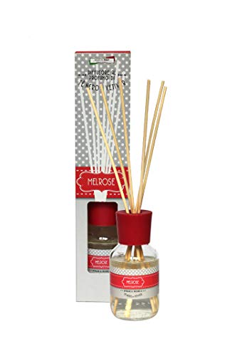 CERERIA DI GIORGIO Melrose Innenraum mit Rattanstäbchen 100 ml – Raumduft Diffusor Diffuser mit Rattanstäbchen, 100 ml, Innenraum, Rot, Transparent, 50 mm, 50 mm) von Cereria di Giorgio