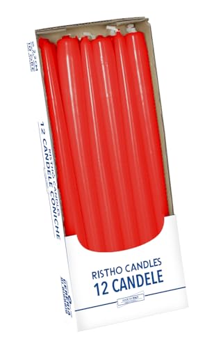 Candele Semplici Konische Kerzen für Kerzenhalter, Paraffinwachs, rot, 2,2 cm, 12 Stück Candele Semplici Konische Kerzen für Kerzenhalter, Paraffinwachs, rot, 2,2 cm, 12 Stück von Cereria di Giorgio