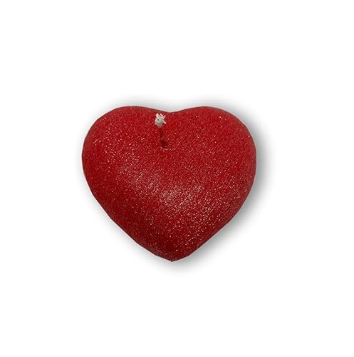 Kerze in Herzform - zerkratzte Textur - Geschenktasche - Handwerkliche Kerze - Durchmesser 8 cm Höhe 10 cm - Geschenk zum Valentinstag - Gastgeschenk - Farbe Rot - Cereria Di Giorgio von Cereria di Giorgio