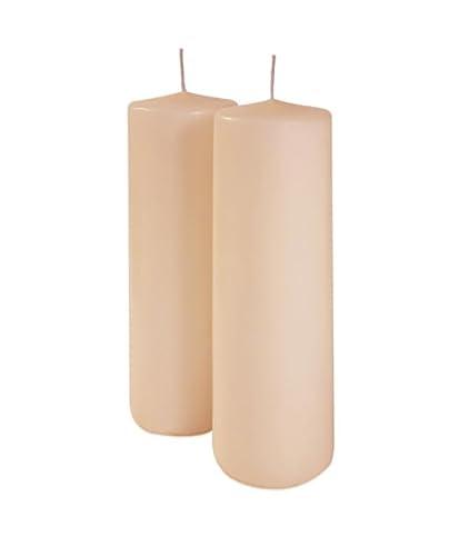Set mit 2 Stumpenkerzen Durchmesser 7 cm Höhe 25 cm - Puder von Cereria di Giorgio