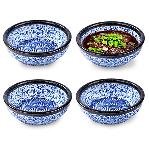 Cerficer Japanische Sojasaucenschale Set mit 4 Keramik-Sushi-Schalen, mikrowellen- und spülmaschinenfest von Cerficer
