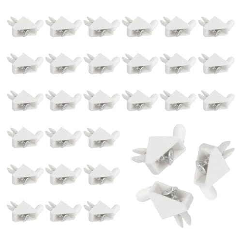 30 Stück Regalbodenträger 5mm, Kunststoff Regalboden Stifte, Weiß Einlegeboden Halter Mit Schrauben, Für Möbel Bücherregale Schränke Holz Glas-Böden Regal Halter Pegs Pins von Cerioll