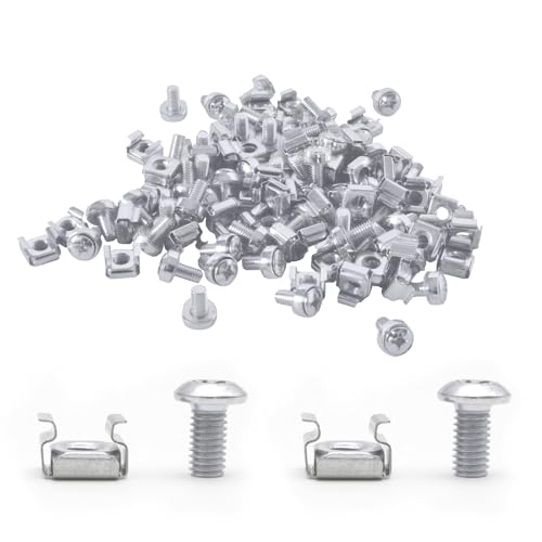 55er Set Käfigmutter, Montageschrauben, Käfigmuttern und Schrauben für Netzwerkschränke, Rack Montageschrauben & Käfigmuttern Set, M6 Käfigmuttern Schrauben Set mit Muttern Schrauben Unterlegscheiben von Cerioll