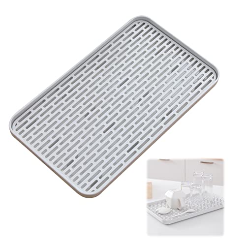 Abtropfmatte, Geschirr Trockenmatte, 2-stöckiges Abtropfgestell, Teetablett, Dish Drainer, Abtropfgestell mit Auffangschale, Multifunktionales Drain Board, Getränkehalter für Küche von Cerioll