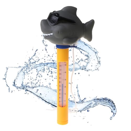 Badethermometer, Wasserthermometer, Baby Thermometer Badewanne, Wassertemperaturmesser, Schwimmendes Wasserthermometer, Bruchsicheres Schwimmbad Thermometer mit Schnur Geeignet für Swimmingpool (Hai) von Cerioll