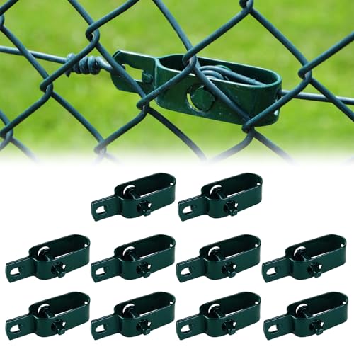 Drahtspanner Spanndraht, 10 Stück Maschendraht Zaunspanner, Zaunspanner für Wildzaun, Drahtspanner Verzinkt Grün Kunststoffbeschichtet für Knotengeﬂechtzaun, Garten Spanndraht, Weidezaun(Länge: 10cm) von Cerioll