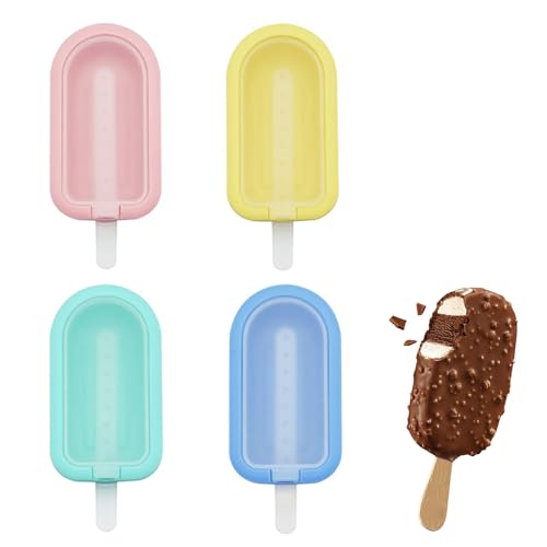 4 Stück Eisformen Eis am Stiel, Silikon Popsicle Formen, Verschiedenfarbig Popsicle Formen Set, Eiscreme Formen DIY Ideen mit Deckel und Sticks für DIY Dessert und Eis am Stiel (MEHRWEG) 4 Stück Eisformen Eis am Stiel, Silikon Popsicle Formen, Verschiedenfarbig Popsicle Formen Set, Eiscreme Formen DIY Ideen mit Deckel und Sticks für DIY Dessert und Eis am Stiel (MEHRWEG) von Cerioll