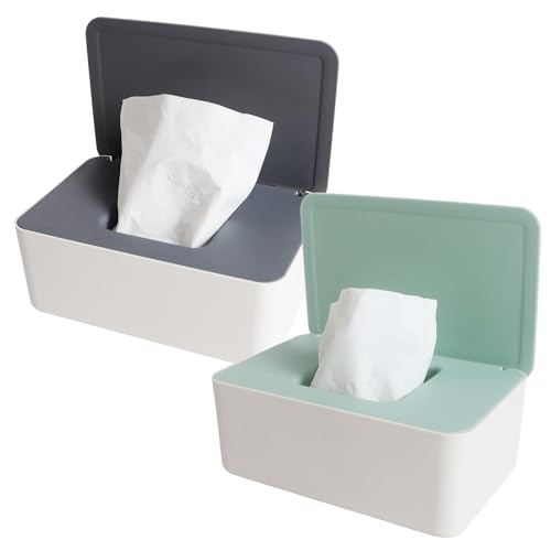 Feuchttücher Boxen, Toilettenpapier Box, 2 Stück Taschentuchhalter, Taschentuchspender, Feuchtes Toilettenpapier Box, Feuchttücherbox, Toilettenpapierbox Spender für Zuhause, Büro von Cerioll
