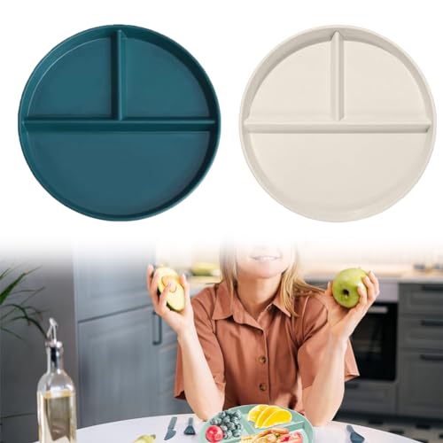 Geteilte Speiseteller Sets, Teller Set 2er Geteilte Teller mit Unterteilung 3 Fächern Unzerbrechliches Geschirr Plate Menüteller Geteilte Platte Wiederverwendbar Camping Teller Portionskontrolle von Cerioll