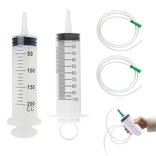 Große Spritzen Mit Schlauch, 2 Stücke Spritze 100+200ml, Spritze 100ml Mit Schlauch, 200ml Spritzen Set Mit Schlauch, 100ml Spritze Mit Schlauch, Kunststoff Spritze Mit Schlauch, Großer Plastikspritze von Cerioll