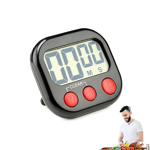 Großer Bildschirm Digitaler Küchentimer, Stoppuhr Timer Mit Uhr, Küchen-Timer, Digitaler Küchentimer, Küchen Timer Digital, Küchen Uhren Timer, Digitaler Küchen Timer, Cooking Timer (Schwarz) von Cerioll