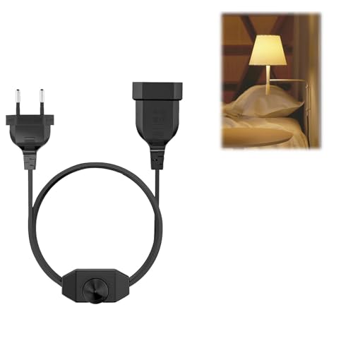 LED Dimmer Mit Schalter, 1 Stück Kabel Dimmer Für LED Lampen (Stecker + Buchse), Euro Flachstecker Schalter, Euro Stecker Verlängerungskabel Drehdimmer, 250V (Schwarz) von Cerioll