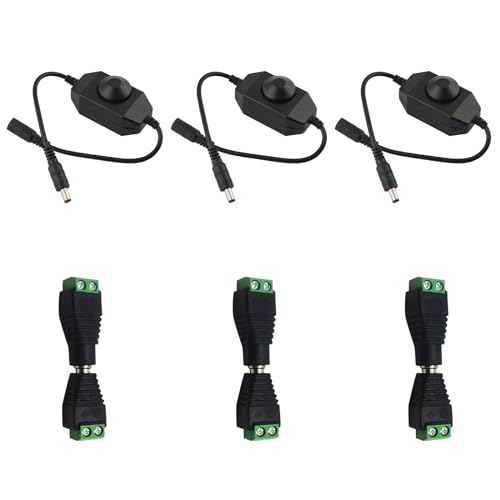 LED Schalter Dimmer, LED Strip Controller, 3PCS Dimmtaster, Drehdimmer 24V, PWM Dimmer, DC PWM, PWM Controller, DC Regler 12V, Schwarz von Cerioll