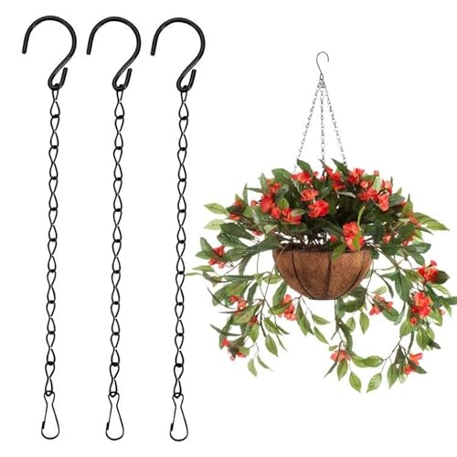 Metall Ketten Aufhängen, Blumenampel Ketten, Blumentopfkette, 3 PCS Blumentopf Hängend, Hängepflanztopf Blumenampel Draußen, Ampelkette Hängeketten, Metall Pflanzenhänger Blumentopfkette mit Haken von Cerioll