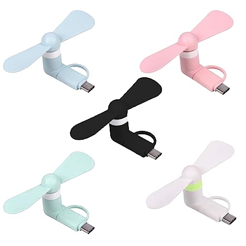Mini-Handy-Lüfter, 5 PCS Tragbarer USB-Ventilator, Kühler Rotierender Ventilator, Leise, 2-in-1 für Android / Type-C-Telefone von Cerioll