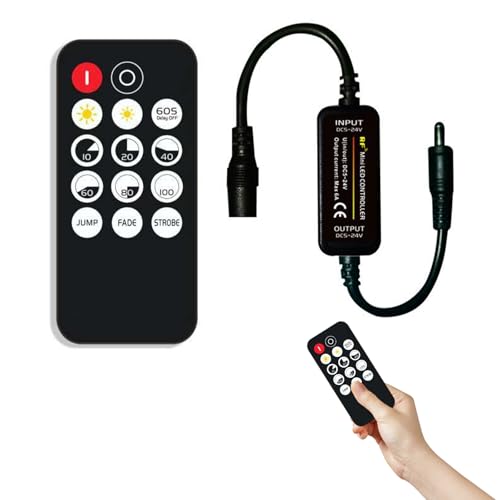 Mini RF Dimmer Controller, Mini RF Dimmer Controller 14 Tasten, DC5-24V, 14 Tasten LED Remote Controller, LED Fernbedienung 12V, LED Fernbedienung, RF Wireless Fernbedienung Dimmer, (Single Color) von Cerioll