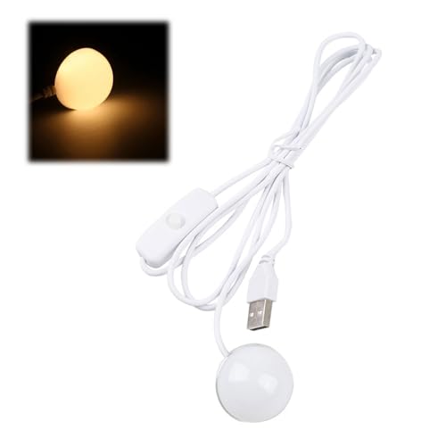 Mini USB Magnet Lampe, LED Nachtlicht Mit Schalter, 5V, 1W, Kleine Runde Leuchte Mit 1,5M Langem Kabel Für Computer, Vitrinen, Schränke, Notebook, USB-Schnittstelle, 1.5 Meter, 34mm (Warmweiß) von Cerioll