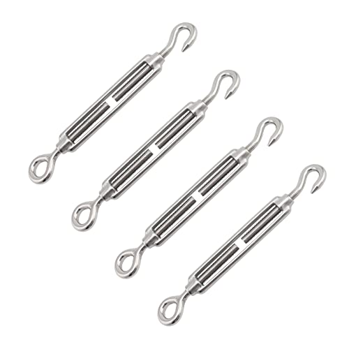 Spannschlösser,Spannschlösser Edelstahl, Draht Spanner Aus Edelstahl,Seilspann, Seilspanner,Seilspanner Edelstahl,Spannschloss Drahtspanner,Drahtseil Spanner,Drahtspanner Mit Haken(M4,4 Stück) von Cerioll