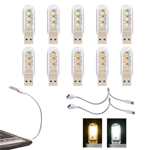 USB Schwanenhals, Flexible Tastaturlicht, USB Anschluss Leselampe, Notebook-Leselampe (5 Weiß + 5 Warmes Gelb) von Cerioll