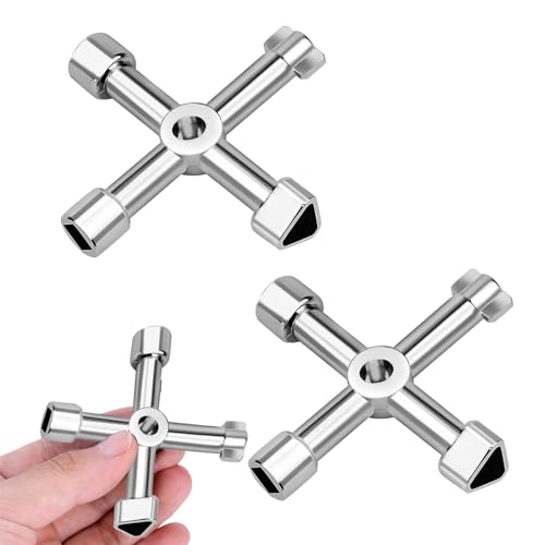 Universal-schlüssel, Multifunktionsschlüssel, Schaltschrankschlüssel, 2 Pcs 4 Wege Multifunktionsschlüssel, Elektroschrank Schlüssel, 4 Wege Utilities Schlüssel, Praktischer Multifunktionale Cross Key von Cerioll