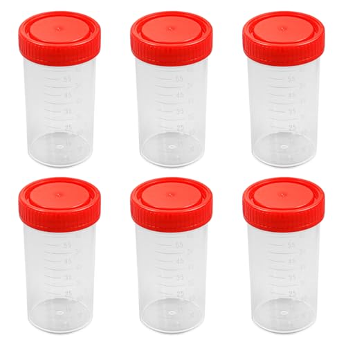 Urinbecher Probenbecher, 6 Stück Rinbecher Mit Schraubdeckel Probenbecher, 60ml Probenbecher Mit Deckel, Urinprobenbecher Aufschraubdeckelbehälter, Urinbecher Probenbecher Mit Deckel, Urinprobenbecher von Cerioll