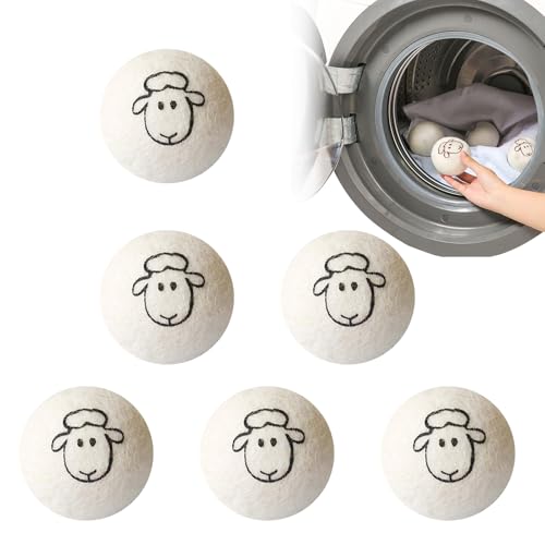 Wool Dryer Balls, Filzbälle Für Trockner, Trocknerbälle Aus Natürlicher Wolle, 6 Stück Trocknerbälle Für Wäschetrockner, Trocknerbälle Wolle, Trocknerbälle Schafwolle, Wiederverwendbar, Ø 6cm, Weiß von Cerioll