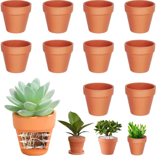 Cerkkapo 10 Stück 10 X 8 cm Terrakotta Topf,Tontöpfe Klein mit Abflussloch,Kleine Tontöpfe zum Basteln,Mini Terrakotta Tontöpfe,Wiederverwendbar Tontopf,Terracotta Blumentopf Pflanzen für Zimmer Büro von Cerkkapo