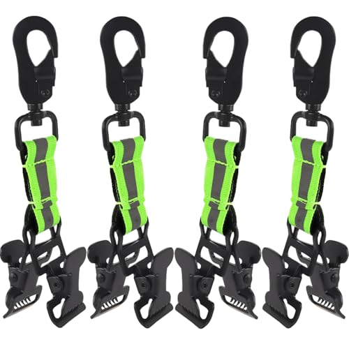 Cerkkapo 4 Stück Feuerwehr Handschuhhalter,Doppelter Clip Handschuh Clips,Handschuhhalter,Handschuh Clip mit Metallkarabinern, zum Aufhängen von Handschuhen,Handtüchern,Schutzhelmen von Cerkkapo
