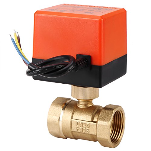 2-Wege Motorisiertes Kugelhahn, Motorisierter Kugelhahn AC 220 V 1,6 MPa Messing Elektrisch Motorisierter Kugelhahn 2-Wege-3-Draht-Kugelhahn Gewinde DN15 DN25 Geräuscharmer Motorisierter Stellantrieb von Cerlingwee