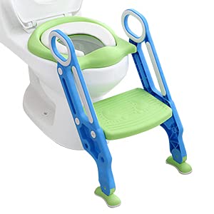 Cerlingwee Kleinkinder-Töpfchen-Sitze Tragbare Baby-Toilettenleiter Baby-Toilettenleiter Toiletten-Trainingssitz für Kleinkind Baby(Blue, Blue) von Cerlingwee