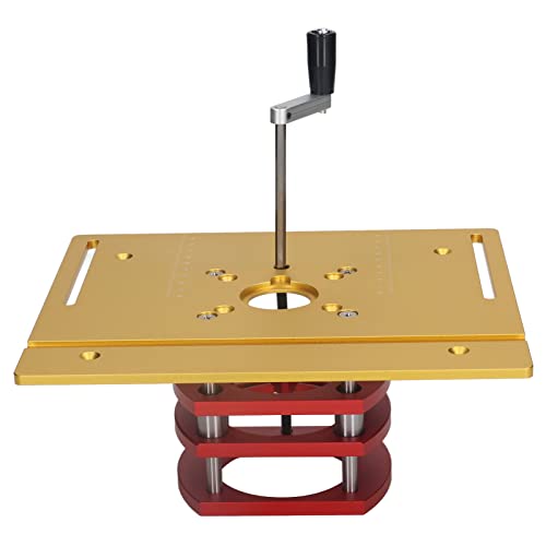Router-Hebe-Kit, Manuelles Hebe-Router-Hebesystem-Kit, Router-Tischsägen-Einsatz, Grundplatte, Router-Hebesystem, Router-Arbeitstisch für Hochpräzise Holzbearbeitung, Kleine (Gold) von Cerlingwee