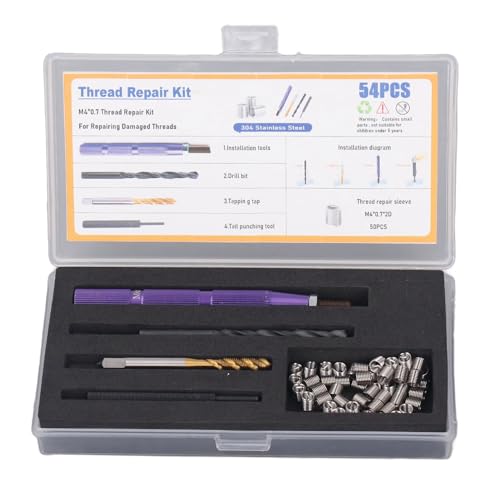 54pcs Set metrische Fadenreparatur -Kit Ausgezeichnet 304 Edelstahleinsatzwerkzeug für die Home Workshop von Cerlyiont