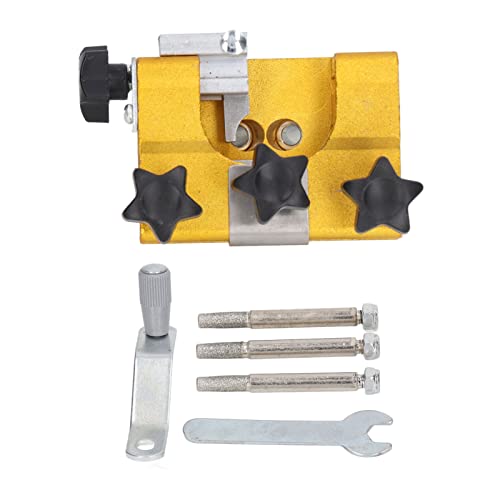 Cerlyiont Chainsaw Sharpener Jig, Aluminum Alloy, Alloy Steel Chainsaw Sharpener, Portable Manually Chain Sharpening Jig Chain Saw Sharpening Tool with 3 Pcs Grinding Head von Cerlyiont