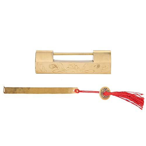 Chinesische antike Schloss Messing handgeschnitzte Vorhängeschloss Schmuckschachtel 6,5 cm Schrank einzigartiges Design Schlafzimmer Wohnzimmer Chinesische antike Schloss Messing handgeschnitzte Vorhängeschloss Schmuckschachtel 6,5 cm Schrank einzigartiges Design Schlafzimmer Wohnzimmer von Cerlyiont