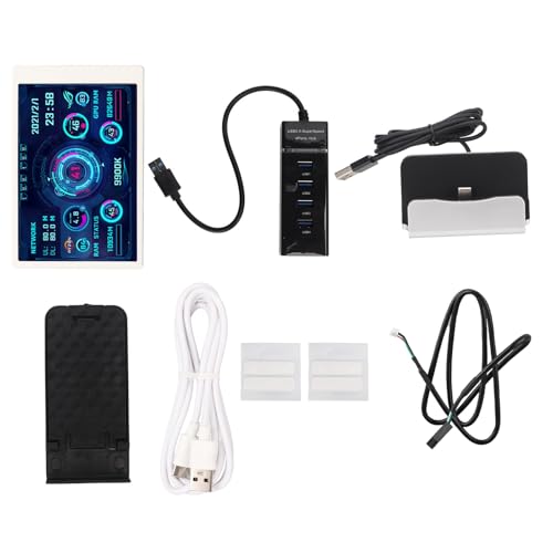 Computertemp 3.5in Full View USB C Auto Off Rotatable PC CPU -Datenmonitor für Chassis RAM GPU (Weißes Set) von Cerlyiont