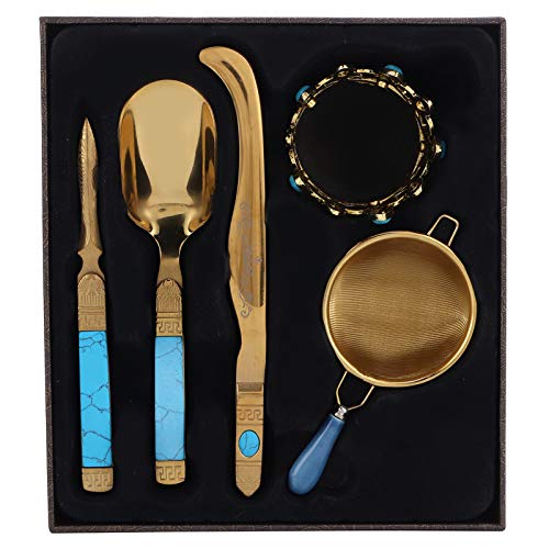 Edelstahl-Tee-Zeremonie-Set Teelöffel-Nadel-Filter-Kit Gold von Cerlyiont